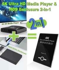 Media Player & HDD Enclosure 2-in-1 4K USB/SD Card 4k HDMI H.265/HEVC