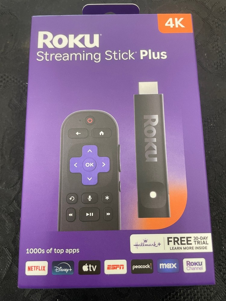 Roku Streaming Stick Plus 3830R 4K HDR Media Player+Voice Remote *Sealed In Box*