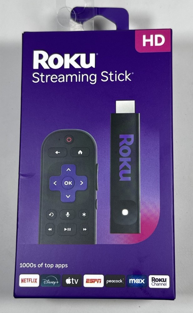 Roku Streaming Stick HD Media Player with Voice Remote – 2025 Model – New Sealed