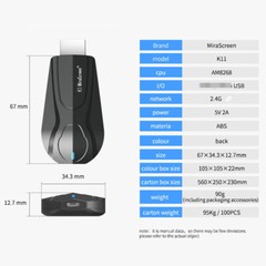 Wireless TV Dongle Receiver TV Stick 1080P Wifi Display Airplay for Andoid iOS