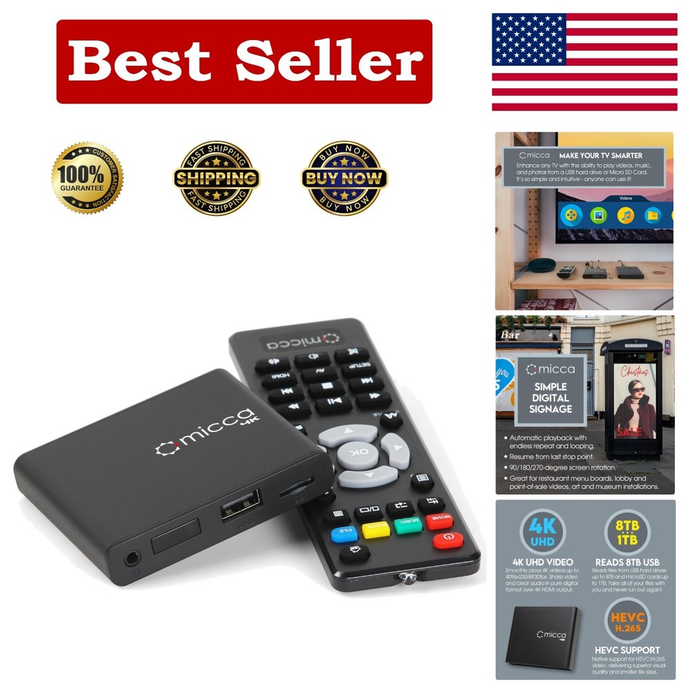 4K HDMI Media Player – Compact USB & MicroSD Reader for Stunning Video Playback