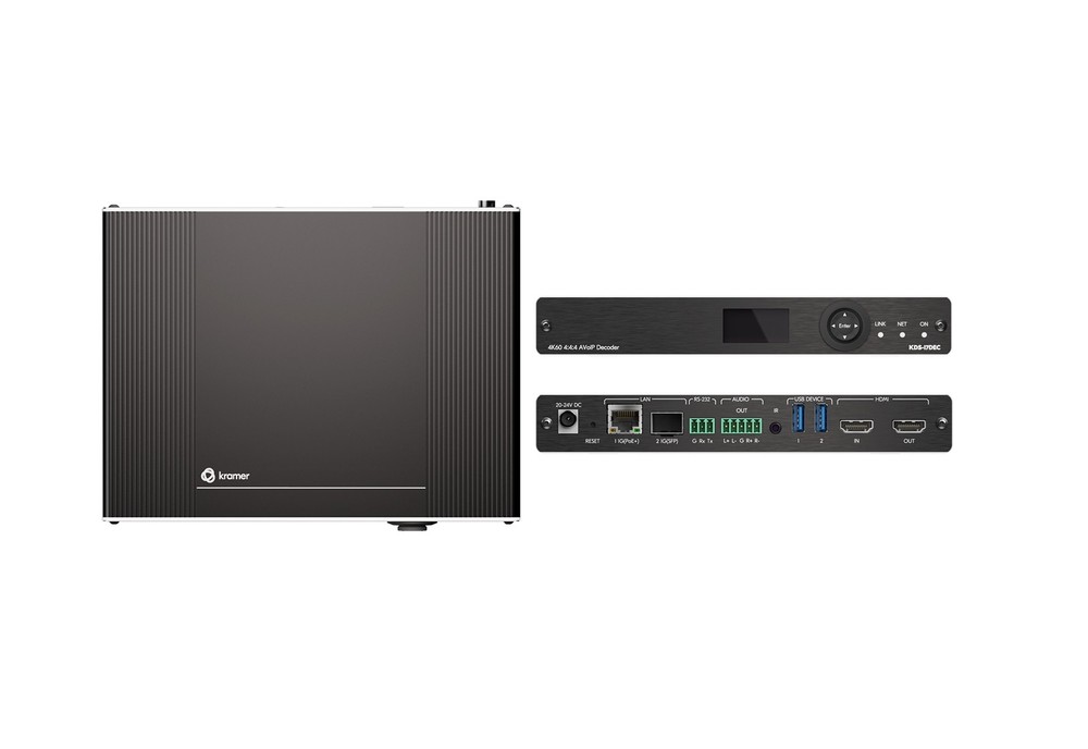 Kramer KDS-17DEC AVoIP Decoder 4K60 HDMI Dante USB RS232 PoE