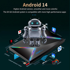 5G Media Player 8K HDMI Android 14.0 TV Box Smart Stream WIFI 6 Quad Core 4G+64G