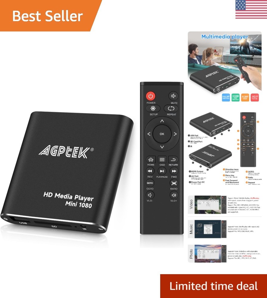 Compact 1080p HDMI Media Player – Portable USB Recording & Playback Solution