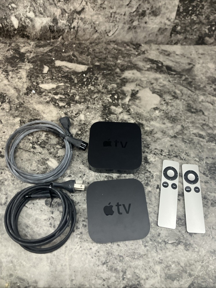 Lot 2 Apple TV 3rd Gen A1469 Streams 1080p W/ Power Cable & Remote TESTED