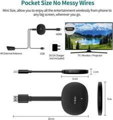 Easy Wireless HDMI Adapter for 4K Streaming to HDTV/Monitor/Projector