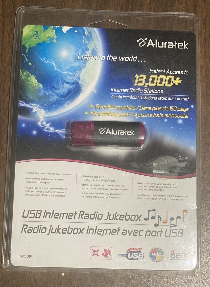 Aluratek USB Internet Radio Juxebox – Access 13,000+ Radio Stations AIRJ01F