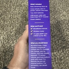 Roku Streaming Stick 4K/HDR/Dolby Vision Streaming Device with Roku Voice Remote
