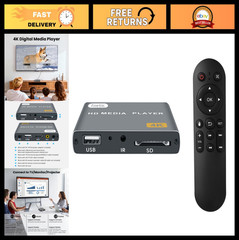4K Digital Media Player, HDMI/AV Output, USB/SD Card, Ultra HD, Auto Playback, L