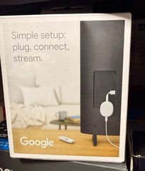 Chromecast w/ Google TV 4K Streaming Stick with Voice Search Sky Blue GA01923-US