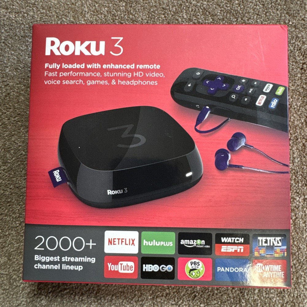 Roku 3 3rd Generation Media Streamer 4230R Black. Smoke Free Environment
