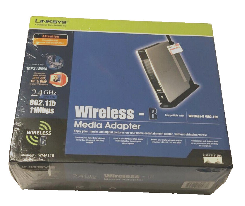 Linksys WMA11B Digital New HD Media Wireless Adapter 2.4 GHz Sealed