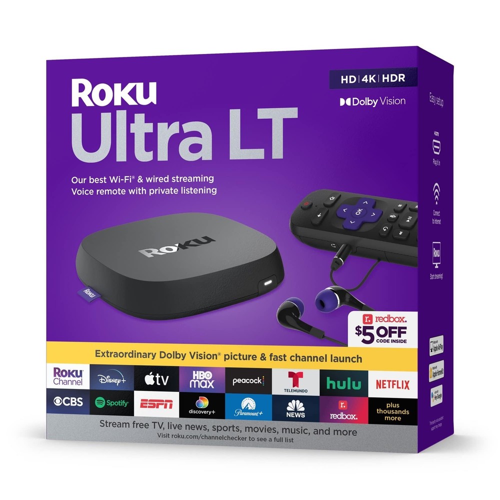 Roku Ultra LT 4801RW 4K HDR Dolby Vision Streaming Player Voice Remote
