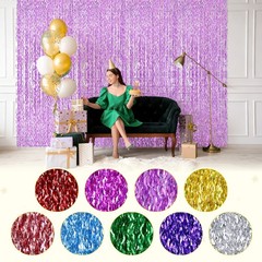 4Pcs Shiny Wave Tinsel Foil Fringe Curtain 3.3×6.6 ft for Anniversary Light Pink