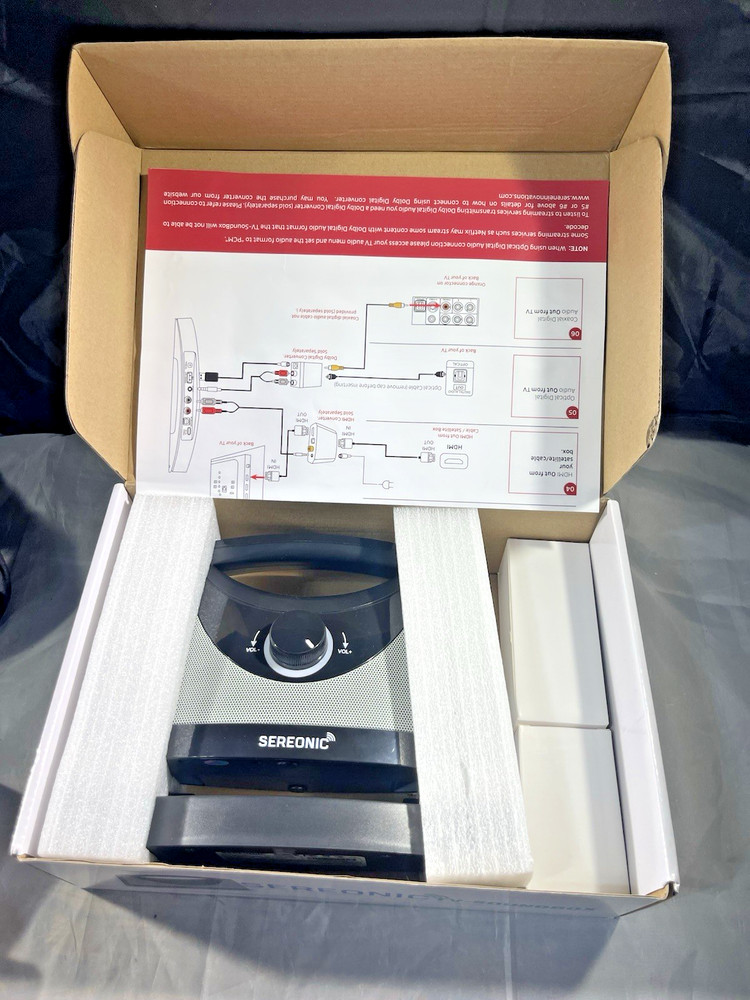 SEREONIC TV SOUNDBOX*TESTED* RECHARGABLE 100 FT WIRELESS STEREO SPEAKER BT-200