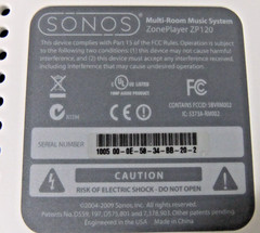 Sonos ZonePlayer 120 Streaming Audio Player – ZP120 power wire missing
