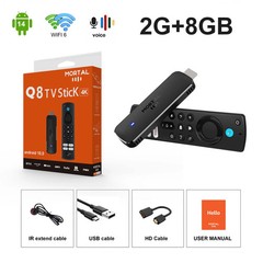Mortal Android 14 TV Stick Full HD 4K 1080P Wifi 6 Google Voice NETFLIX Youtube