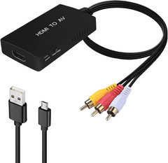 HDMI to RCA Converter, AV for Apple TV, Roku, Fire Stick – Black