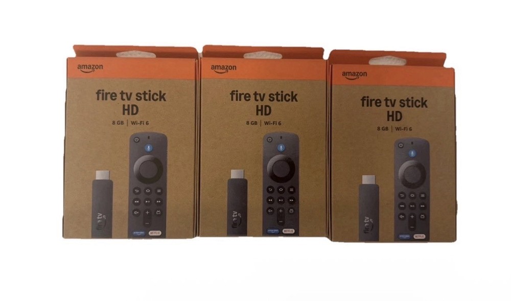 Lot of 3 Amazon Fire TV Stick HD 8GB Wi‑Fi 6 1080p HDR Alexa Voice Remote Black