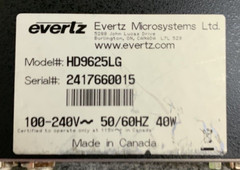 Evertz HD9625LG HD LOGO Inserter w/ Power Cord