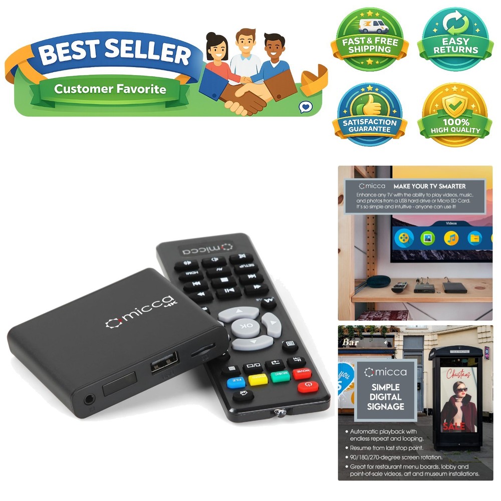 4K Ultra-HD Digital Media Player for USB Drives and MicroSD Cards, Digital Si…
