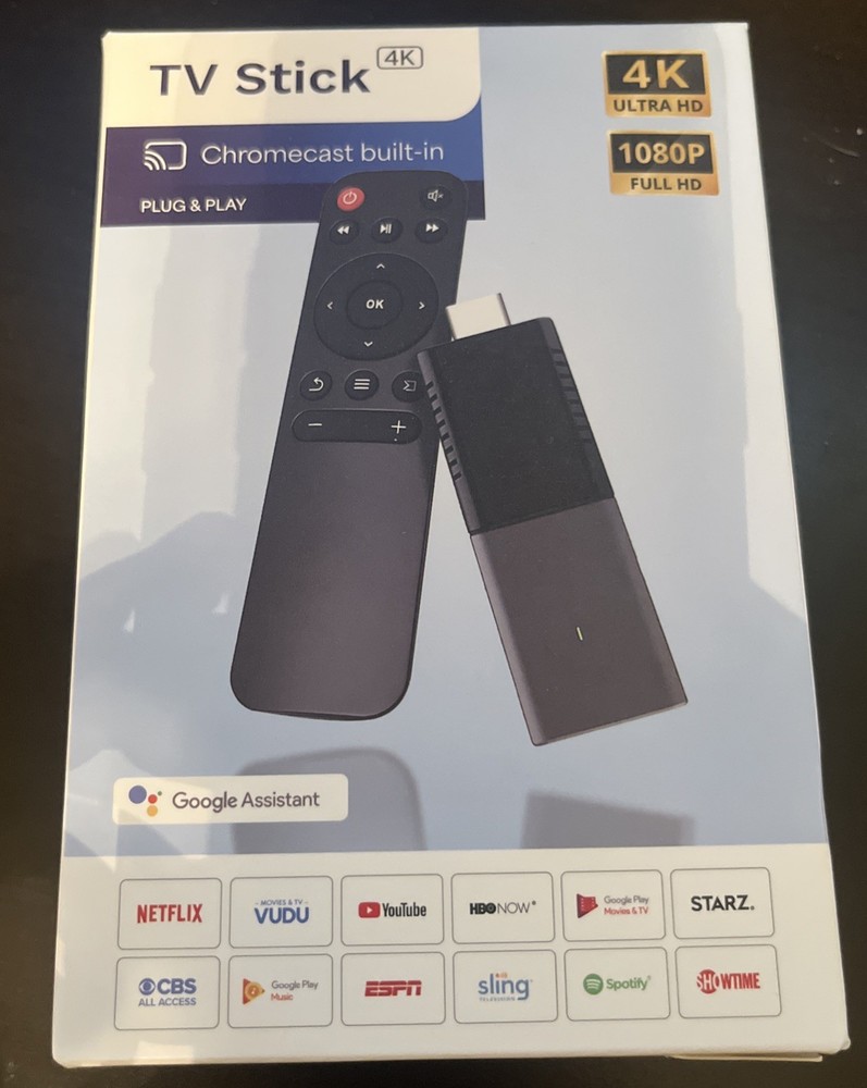 Smart TV Stick 4K UHD Chromecast Built in Android TV Google Assistant W/ Remote