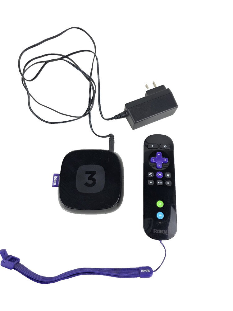 Roku 3 Media Streamer 4200X 3rd Generation, Black with Power Cord & Remote