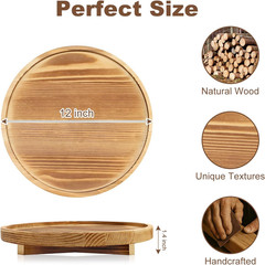 12 Inch Large round Decorative Tray Wood Bathroom Counter Organizer Farmhouse…