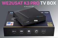We2USat K3 PRO Android TV Box w/ Bluetooth Voice Remote & Wi-Fi 6