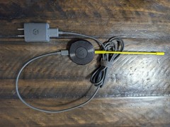 Google Chromecast Audio RUX-J42 Black With Audio Cable Shown