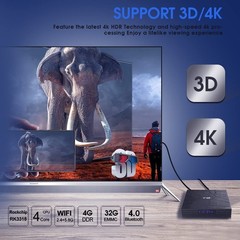 Android TV Box 9.0, Android Box 4GB DDR3 RAM 32GB ROM RK3318 BT4.0 Quad-Core …