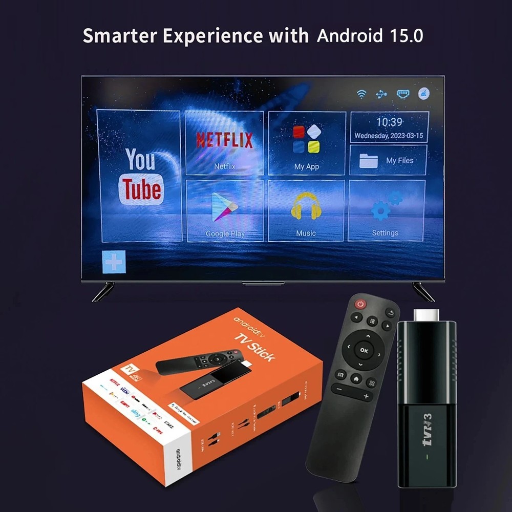 TVR3 Andriod TV Stick 8GB+128 Media Player Smart 4K TV Stick, HD2.0, Wifi