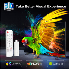 Smart TV Stick Android 14.0 4K HD Stream Player WiFi Bluetooth Voice 2Gb 16Gb