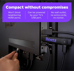 Roku Streaming Stick HD Voice Remote Free Live TV 1080p HDMI Black