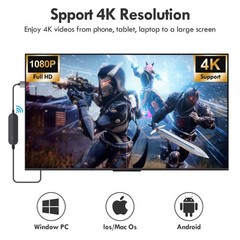 4K 1080P Wireless HDMI Display Adapter, WiFi Streaming Movies, Shows Receiver…