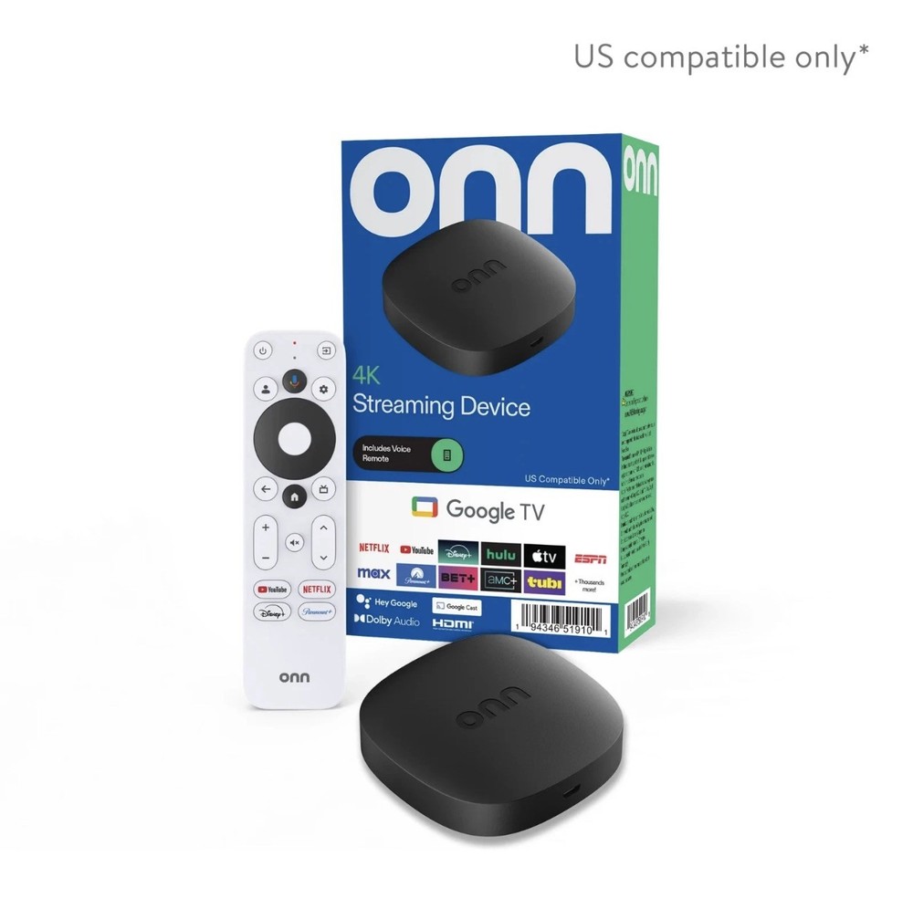 onn 4K Streaming Device, Google TV – Fast Streaming, Ultra HD, 8GB Storage, 2GB