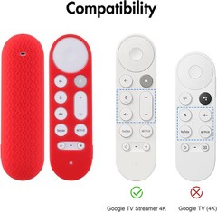 Cover for Google TV Streamer 4K 2024 Voice Remote Control Red Silicone Case P…