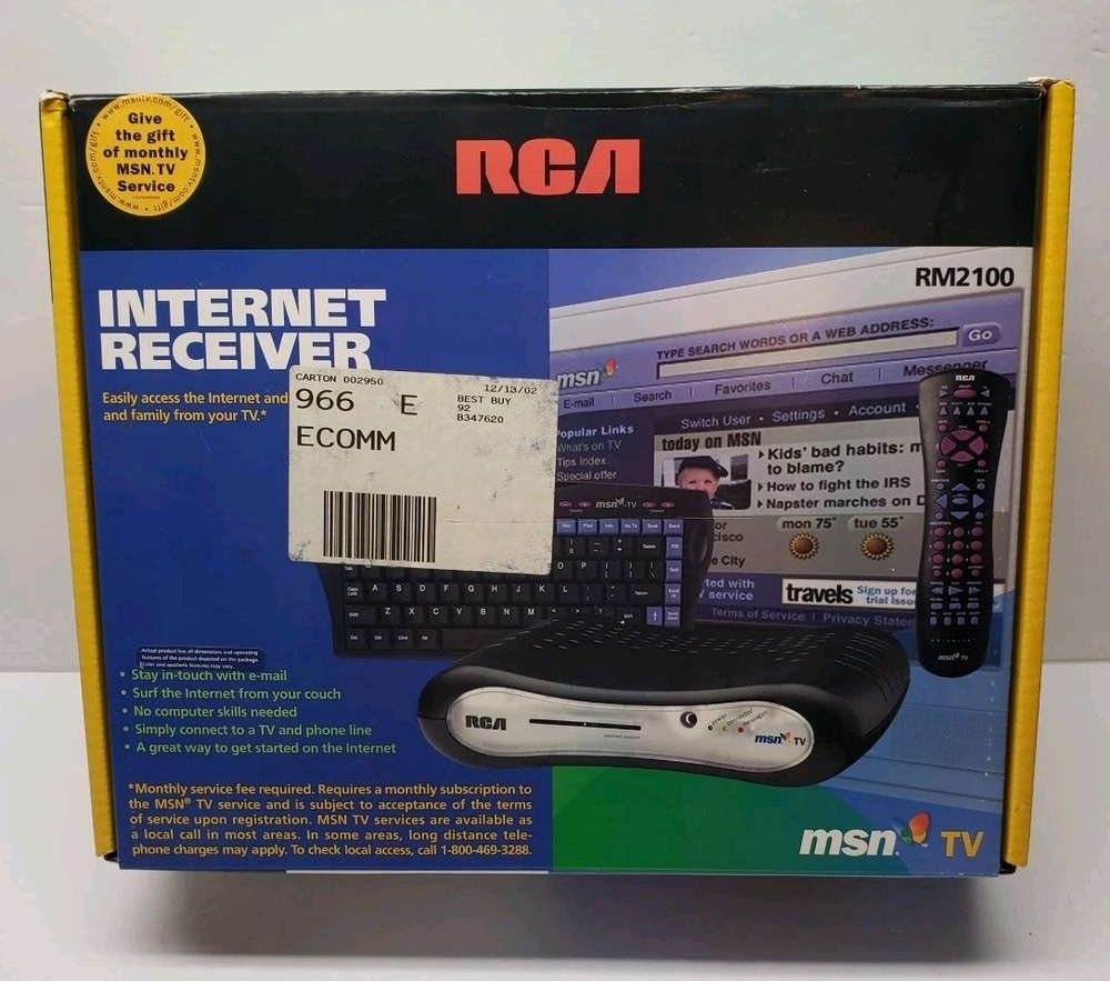 RCA MSNTV WebTV Internet Reciever Appliance Model # RM2100 NEW