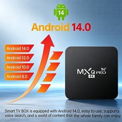 MXQ Pro 4K Android 14 Quad Core Smart TV Box 4GB RAM 32GB Storage Wifi
