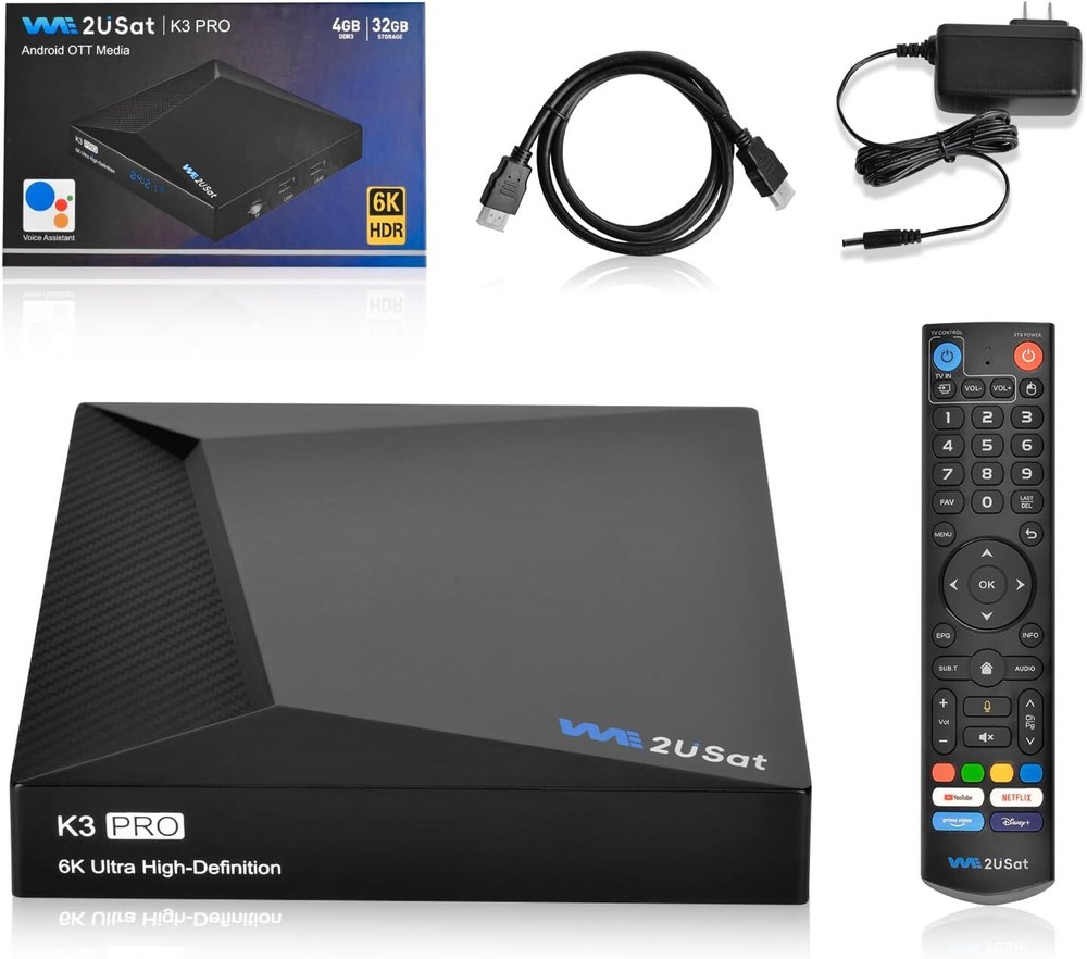 We2USat K3 PRO 6K HDR Android Smart TV Box Remote Control