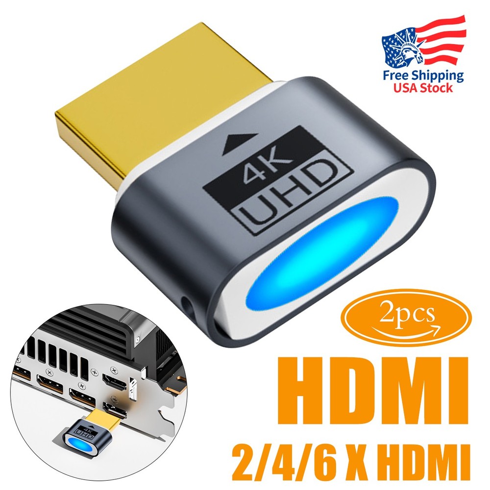 4K HDMI Dummy Plug Headless Display Emulator for Mining Plug & Play Aluminum LED