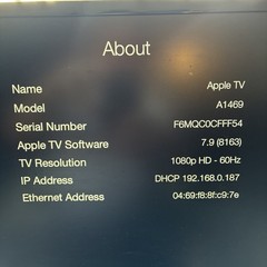 Apple TV Media Streamer 1080p A1469 + Power Cord and Remote!