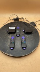 Roku 4200X Streaming Player & RC-EL1 RC-AL2 Remote Control Media Device Lot of 5