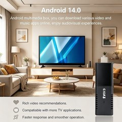 TVR3 4K Android 14 Smart TV Stick 4GB RAM 32GB Storage WiFi6 Media Player