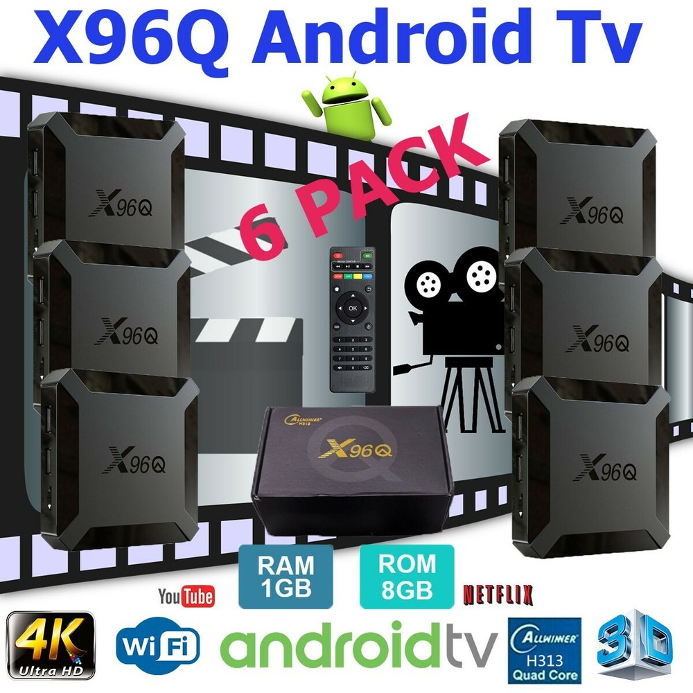 Android 10.0 TV Box X96Q Quad Core HD 4K Media Stream Player Mini PC (6 PACK)
