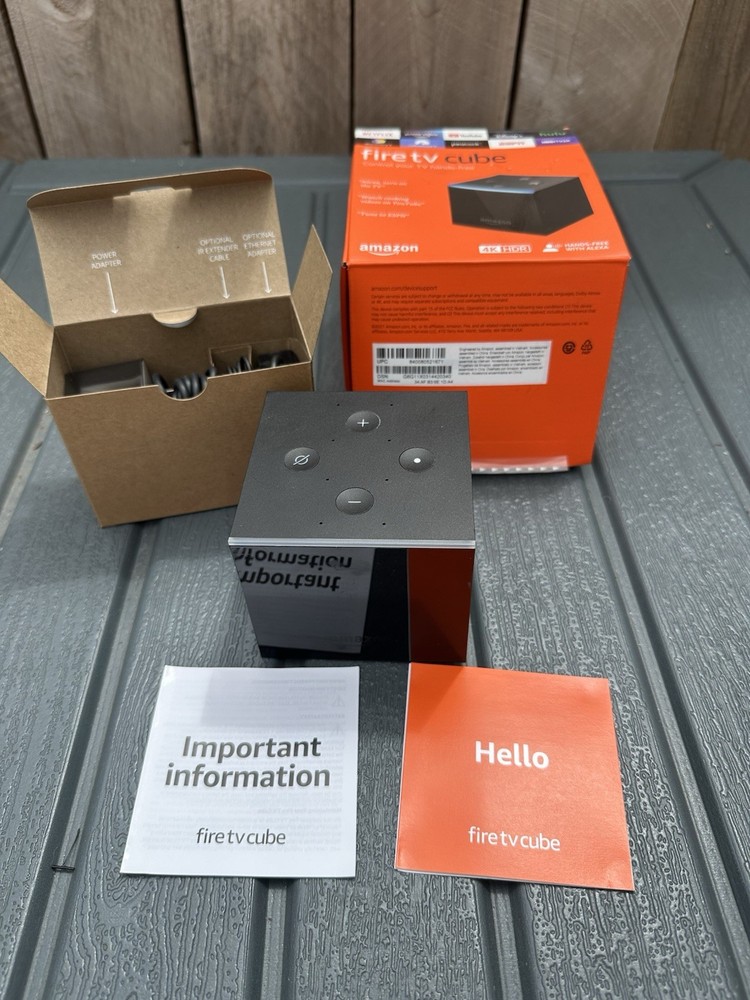 Amazon Fire TV Cube 1st Gen Model EX69VW In Box, No Remote, WITH ALL CORDS