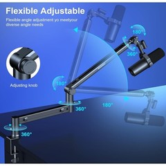 Aokeo AK-58 Low Profile Boom Arm Mic Stand Podcast Streaming Gaming