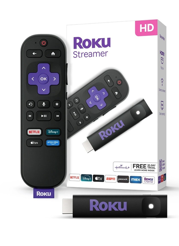 Roku 3840S2 Streamer HD Media Player w/ Voice Remote – 2025 Model
