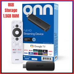onn Full HD Streaming Device, Google TV – Fast Streaming, 8GB Storage, 1.5GB RAM