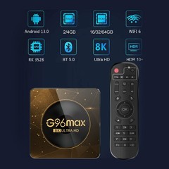 Android TV Box 8K Ultra HD Media Player 4GB RAM 64GB ROM WiFi Netflix Youtube